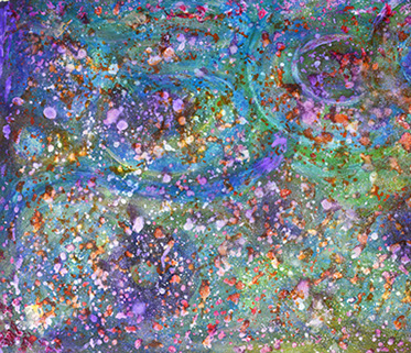 Etta Scotti giardini astrali opere pittoriche colorate con una tecnica unica nel suo genere macchie di colore 