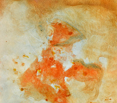 Etta Scotti pittrice quadro astratto informale arancione rosso e giallo pittuta